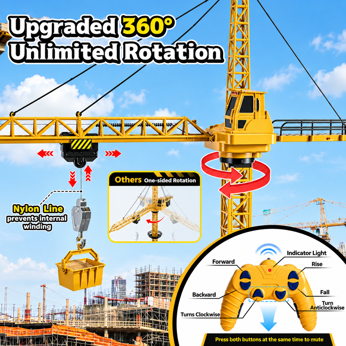 RC Tower Crane – 50 Inch (1.28m), 2.4GHz